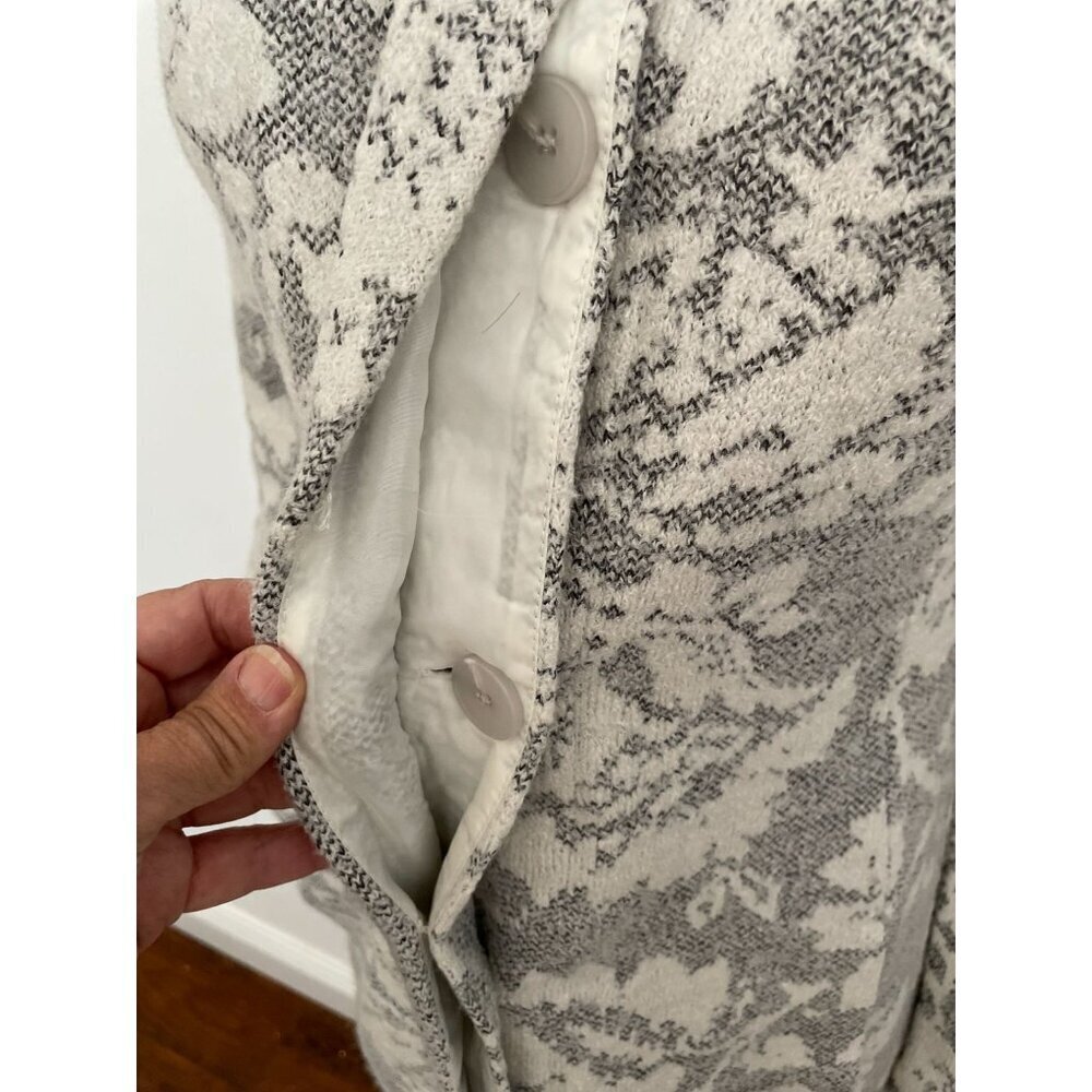 Nanette Lepore Elegant Women's Floral Knit Coat Size S Gray & White Viscose and - Picture 8 of 13